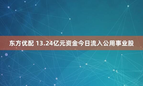 东方优配 13.24亿元资金今日流入公用事业股