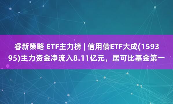 睿新策略 ETF主力榜 | 信用债ETF大成(159395)主力资金净流入8.11亿元，居可比基金第一