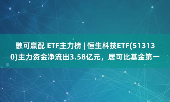 融可赢配 ETF主力榜 | 恒生科技ETF(513130)主力资金净流出3.58亿元，居可比基金第一