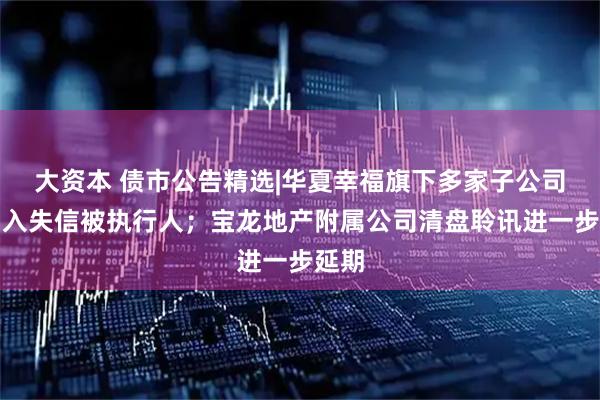 大资本 债市公告精选|华夏幸福旗下多家子公司被纳入失信被执行人；宝龙地产附属公司清盘聆讯进一步延期